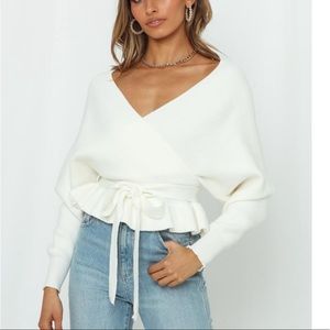 NWT Hello Molly white wrap sweater |  XS